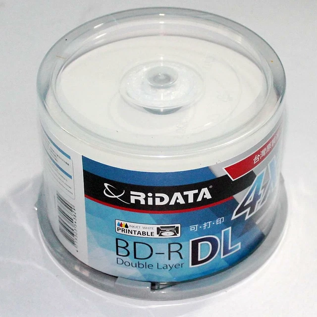 50 PACK WHITE Blank Printable Ritek RiDATA 50GB Blu-ray Dual Layer BD-R ...
