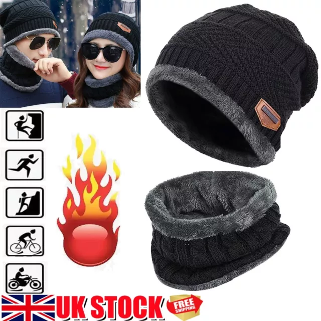 2pcs/set Mens Women Beanie Hat And Neck Scarf Knitted Gloves Set Winter Warmer