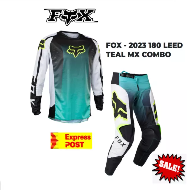 2023 FOX 180 LEED Off Road Motocross MX Dirt Bike Pants & Jersey #32/M Teal NEW