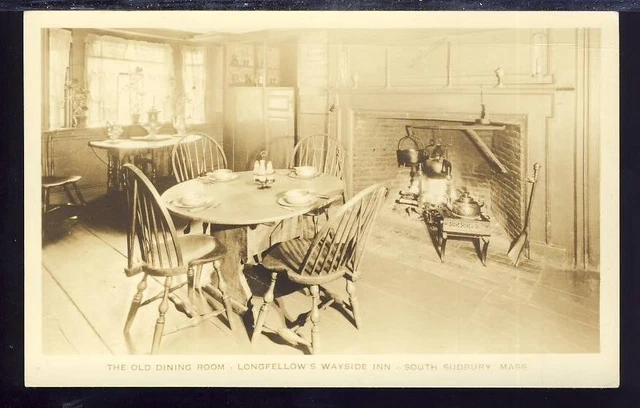 RPPC VTG Real Photo Postcard Longfellow's Wayside Inn, South Sudbury Mass