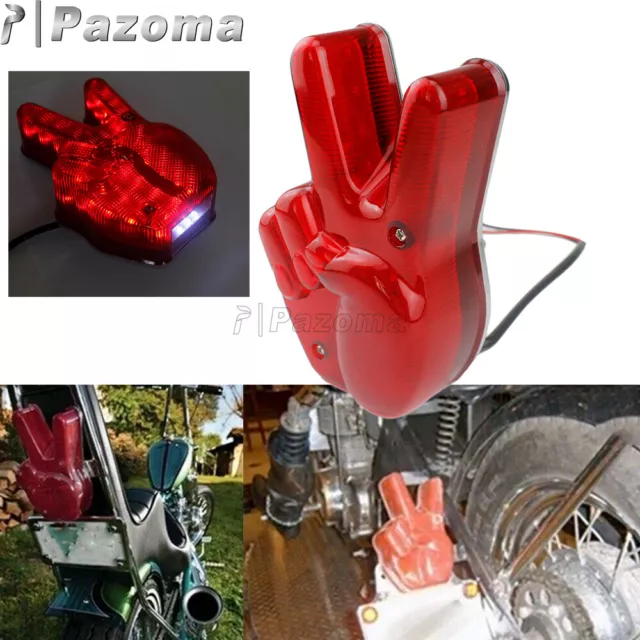 Vintage Peace Sign Tail Brake Light LED Taillight For Harley Metric V-Twin Style