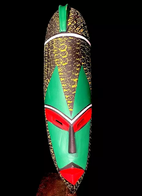 African Wood Mask from Ghana Eye Of The Zebra Handmade TRIBAL Mask  -6183