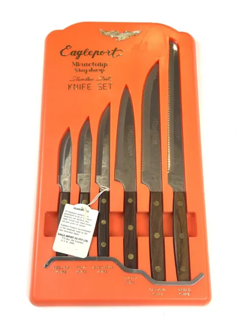rare 1960s Eagleport miracledge staysharp knife set made in japan BNWT vintage