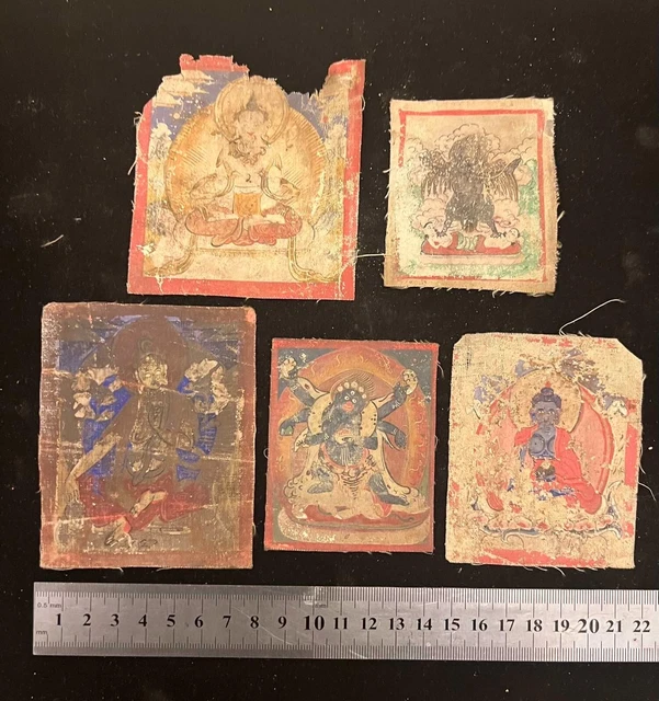 Antique Mongolian Tibetan Buddhist Various Thangka Painting