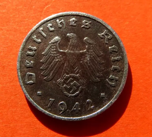 Superbe Belle Pièce de 1 REICH PFENNIG 1942 F du 3e Reich