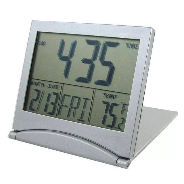 3X(Reloj Despertador Digital Con Temperatura Calendario Plegable Alimentaci6967