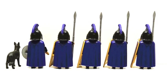 5 Figurines Playmobil Romains Garde Or – Casques De Prétoriens Rares Pour Collection Et Custom