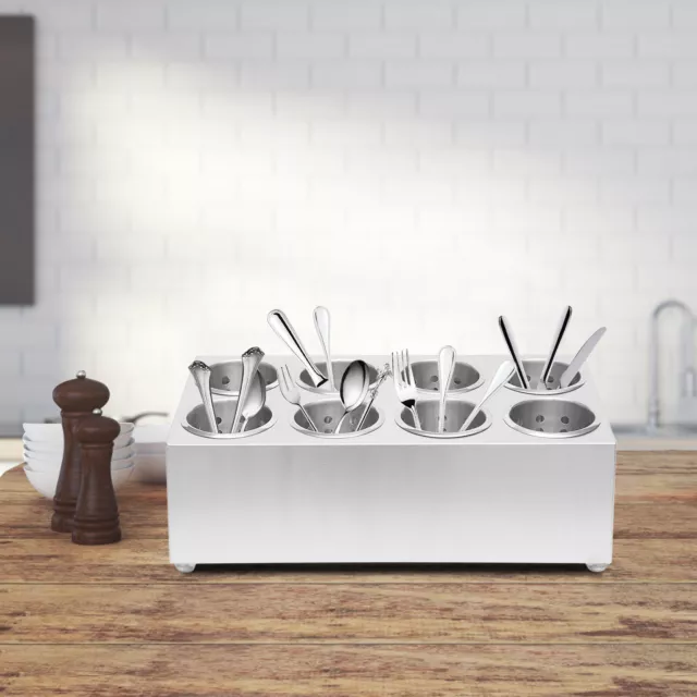 Stainless Steel Utensil Holder Storage Container Kitchen Flatware Tool Organizer