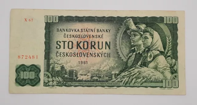 1961 - States Bank Of Czechoslovakia - 100 Korun Banknote, Serial No. X67 872481