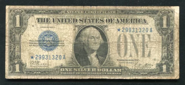 Fr. 1601* 1928-A $1 One Dollar *Star* “Funnyback” Silver Certificate Note 