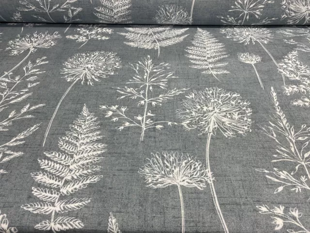 Country Herbs Denim blue/Ivory Cotton  Curtain/Roman Blind/ Upholstery Fabric