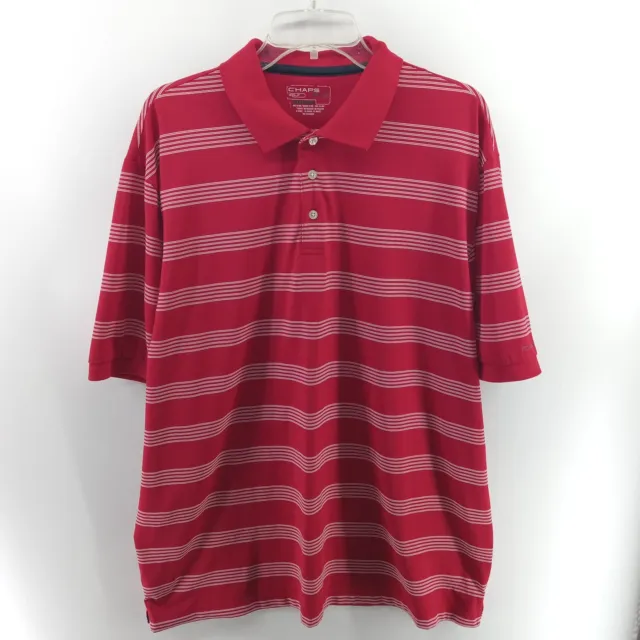 chaps men's shirt size XL Red striped polo golf shirt stay dry short sleeve