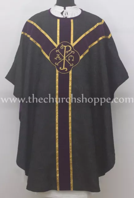 Schwarz Mit Violett Geistlicher Gothic ♥ Vestment &mass &stole Set, Messgewand,