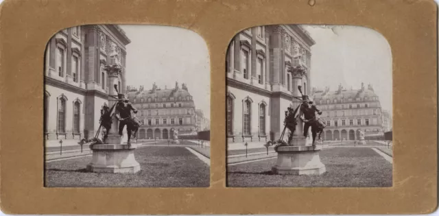 París Louvre el Monumento Para Auguste Raffet Por Frémiet Vintage Stereo Ca 1900