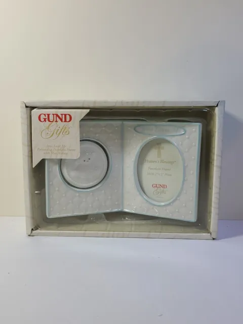 GUND Gifts HEAVEN's  Jesus Loves Me Porcelain Picture Frame With Blue Accents
