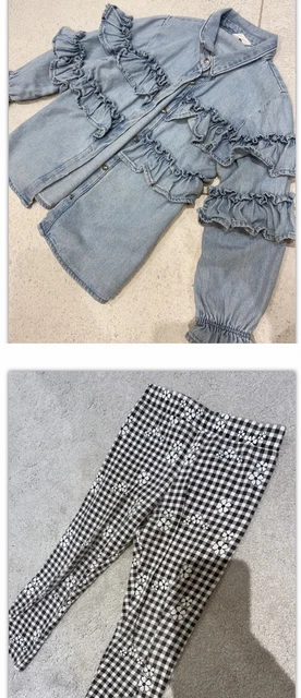 Girls River Island Outfit Demin Shirt Top Leggings Size Age 2-3 Years