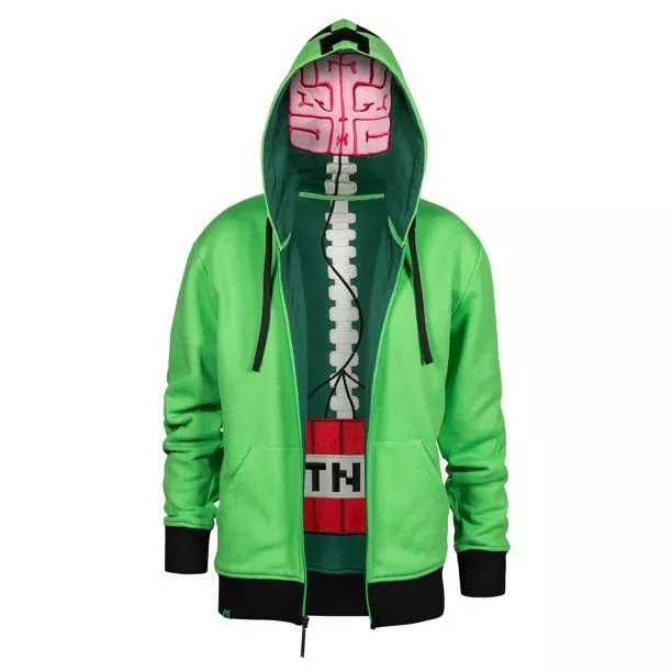 MINECRAFT CREEPER ANATOMY Green Kids Zipped Hoodie Youth Sweatshirt