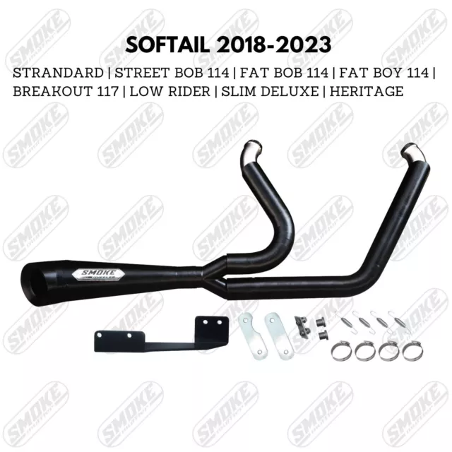 Ultima 2 Into 1 Black Competition Exhaust System for Harley Softail 2018-2023