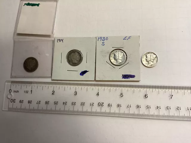 4 Vintage Dimes 1907, 1914, 1930, &1941