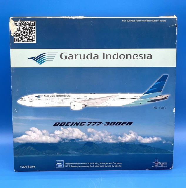LH4202 Boeing 777-300ER Garuda Indonesia – Échelle 1:400, Métal, PK-GIG, Édition Limitée, 19x16 Cm