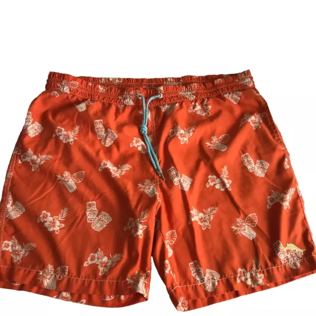 Tommy Bahama Mens Swim Board Shorts Size XL Orange Floral Lined Drawstring