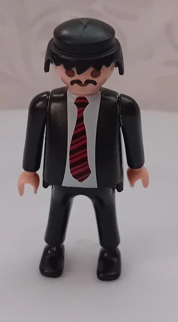 PLAYMOBIL FIGURA HOMBRE con Corbata Traje Negro Usado EUR 5,29