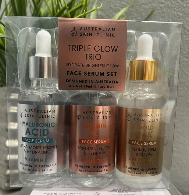 AUSTRALIAN SKIN CLINIC Triple Glow Trio Set Face Serum 3x 50ml 1.69oz