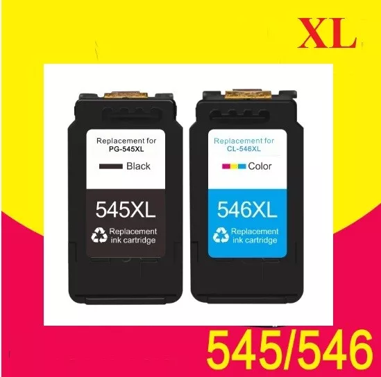 Cartouches Canon PG545XL-CL546XL, LOT de 2 cartouches compatibles Canon PG- 545XL et CL-546XL noir et couleur - GRANDE CAPACITÉ