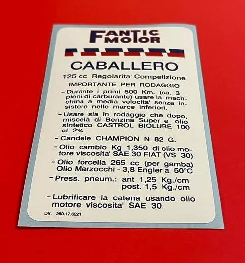 Fantic CABALLERO RODAGGIO 125 REG. COMPETIZIONE  Stickers/adesivi