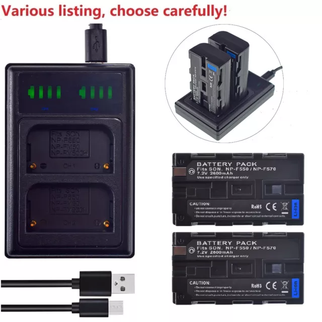 Battery or USB Dual Charger for Sony NP-F550 F330 BC-VM10 DCR-VX2000 DCR-VX2000E