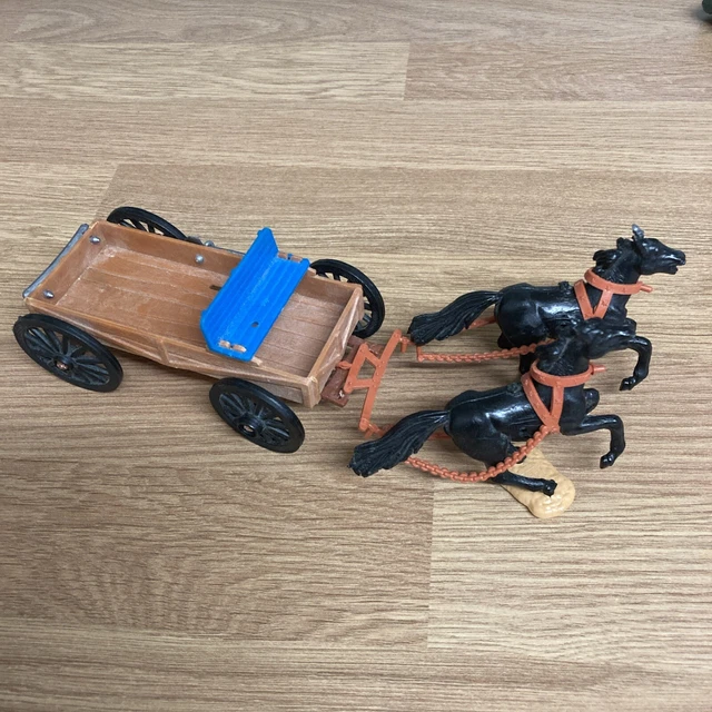 RARE VINTAGE TIMPO Toy Soldiers Wild West Uncovered Wagon With Horses £