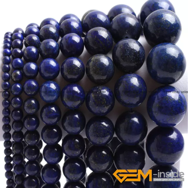 Blue Lapis Lazuli Gemstone Round Spacer Loose Beads For Jewelry Making 15" DIY