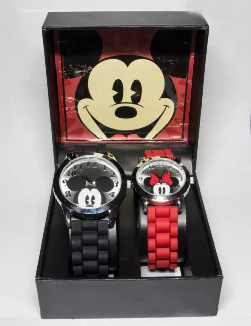 Nuovo Autentico Set Orologio Disney Topolino e Minnie His Hers Box Set Nuove Cellule