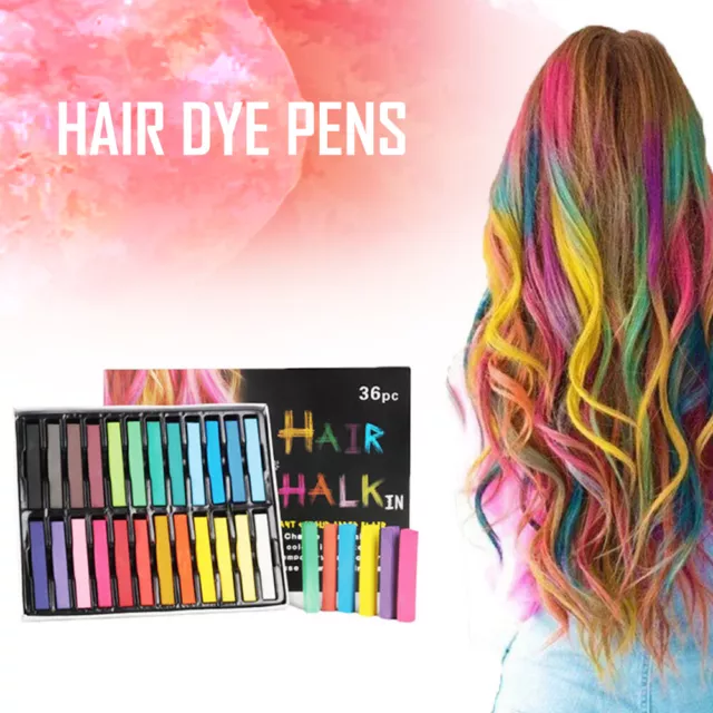 Nontoxic Hair Chalk Temporary Hair Dye Coloration 24 Color Pastels Salon FuJva