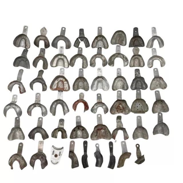 VINTAGE METAL DENTAL Impression Trays Detroit COE Bisco Caulk Lot of 49