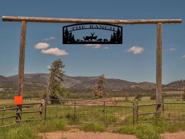 Large Entrance/Gate Ranch Sign with Deer Family,Deer Silhouette,Barn Decor-S1379