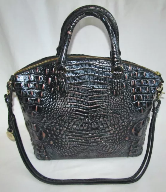 Brahmin Black Pearl Melbourne Leather Large Duxbury Satchel Shoulder Bag Tote