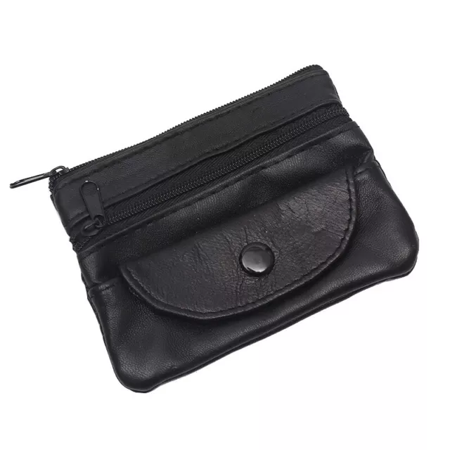 Clé Étuis Porte-Monnaie Portable Noir Fermeture Cuir Petit Sac Pochette Neutre .