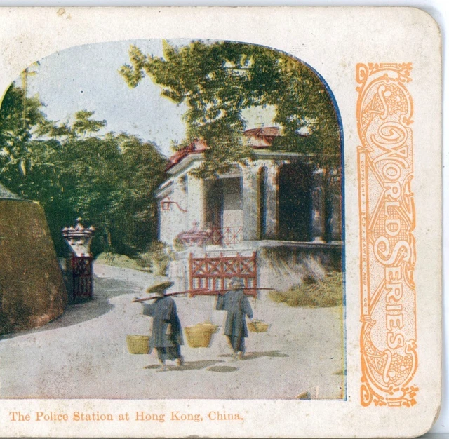 CHINA, The Police Station at Hong Kong-- Stereoview L23
