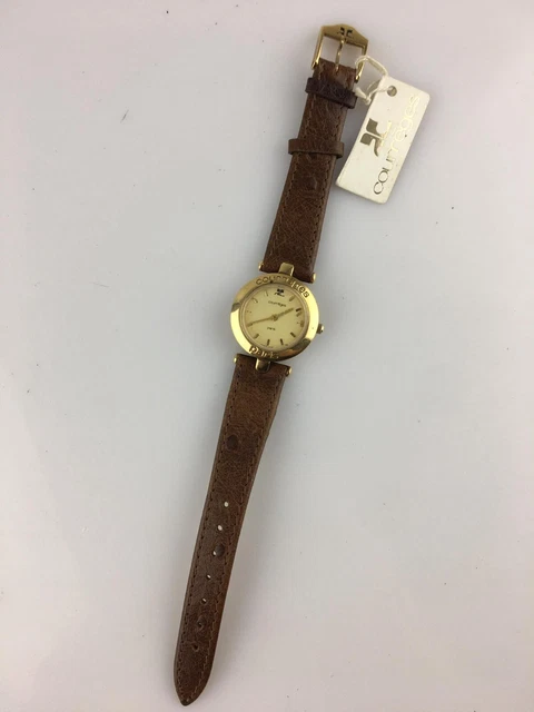 Montre Vintage Courrèges Paris Plaqué Or - Cadran Noir Quartz Datteur - France