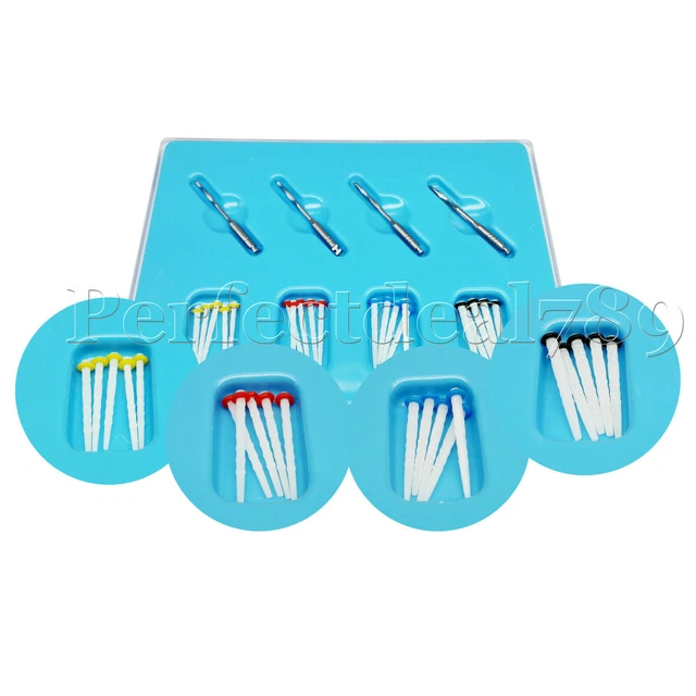 20 Pcs Fiber Glass Thread High Intensity Resin Transparent Posts 4 Drills Dental