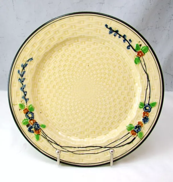Hotta Yu Shoten Japón Mayólica Basket Weave Almuerzo Placa (S) Antiguo, crazed