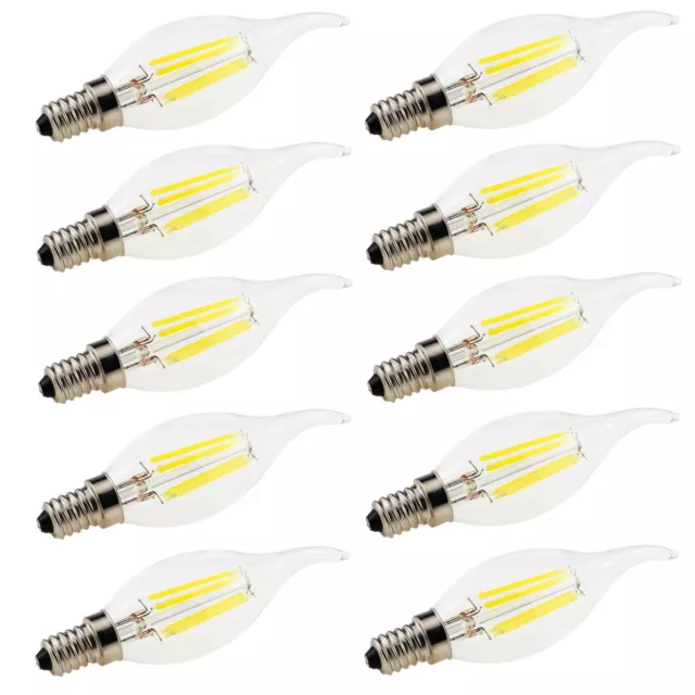 10X Retro E14 SES C35 2W 4W 6W Edison Filament Bulb LED Light Lamp Candle 220V