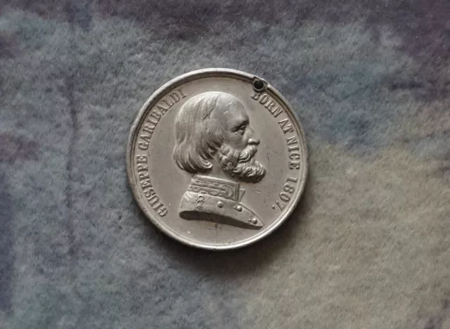 Zinn - Medaille 1854.  Großbritannien.   Giuseppe Garibaldi