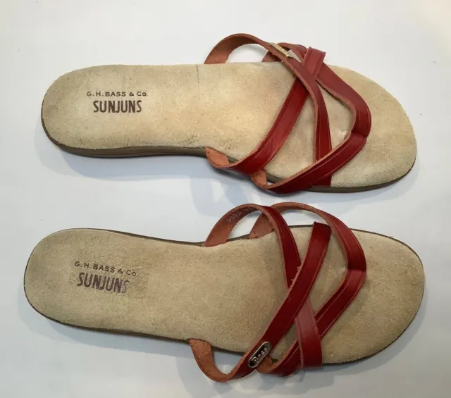 SUNJUNS BY BASS Womens Sz 9 M Cinnamon Red Sharon Leather Strappy ...
