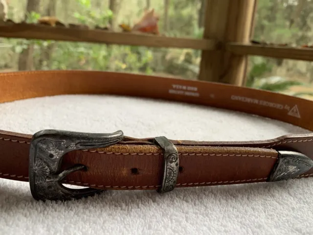VTG 90S GUESS Georges Marciano Belt Mens 36 Leather Brown USA Silver ...
