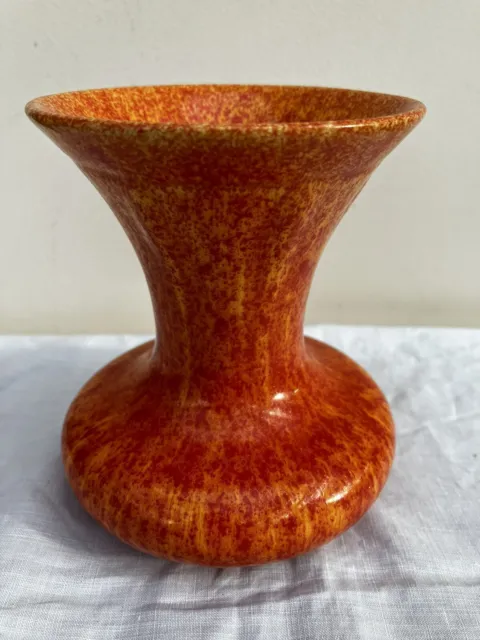 Pilkington's Royal Lancastrian Pottery Orange Vermillion Vase 11 cm