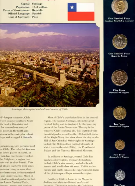 Coins from Around the World Chile 6 coin BU Set 2008-2011 500 Pesos 2008