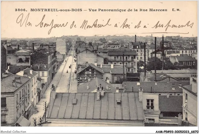 AAMP5-93-0436 - MONTREUIL-SOUS-BOIS - vue panoramique de la rue Marceau
