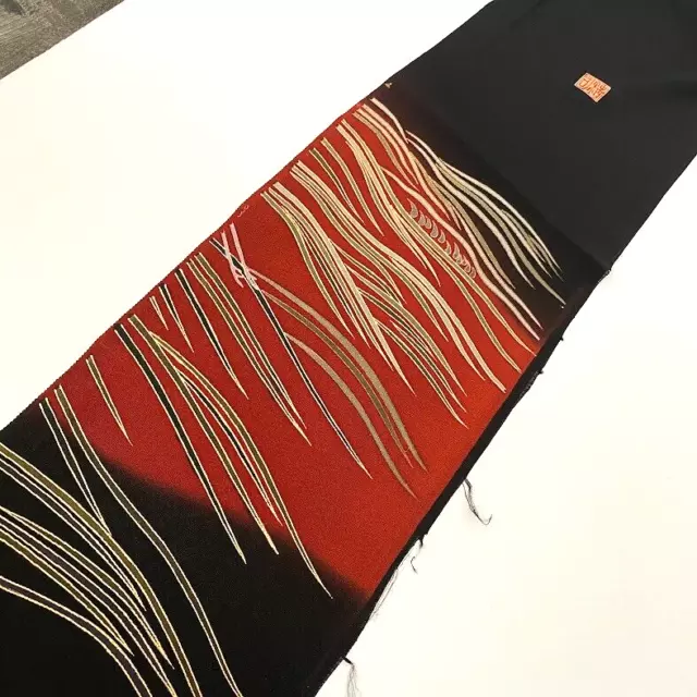 Mystic #F 7x64 LONG Hand Painted Tomesode Black Silk Kimono Fabric ToD93